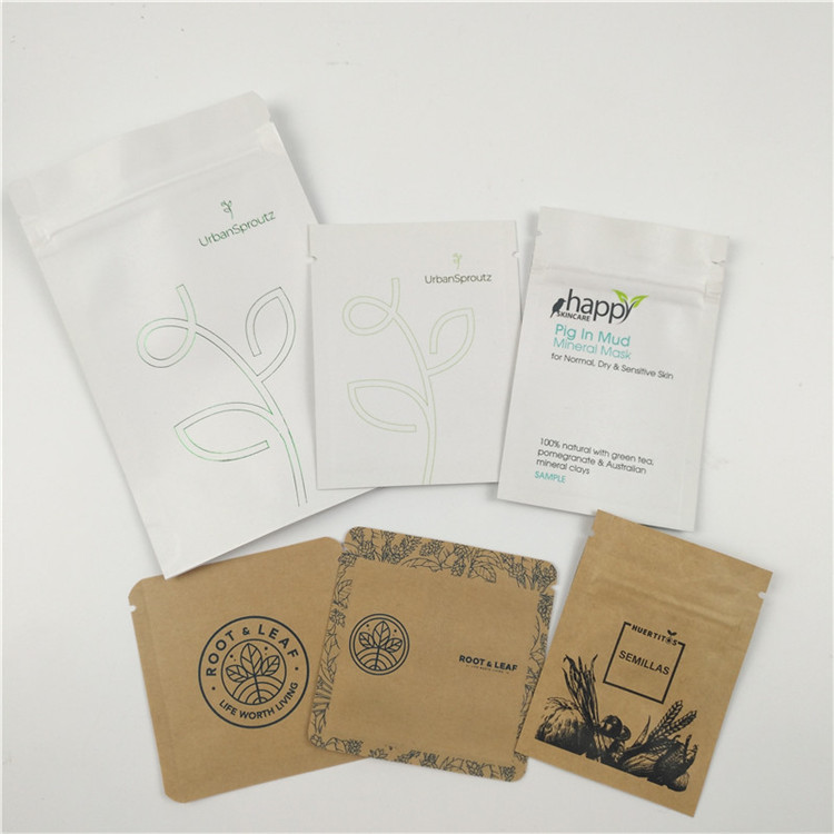 Mini Kraft Paper Cosmetic Pouch que empacota com o saquinho vazio do comprimido do chá do café da folha do zíper