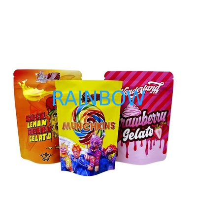 Minfly Impressão Digital Folha de alumínio personalizada reabrivel Stand Up Proof Zipper Mylar Embalagem Bolsa Sacos Para Alimentos