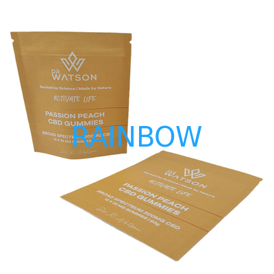 Venda a retalho de bolsas de papel kraft biodegradável e ecologicamente correto, revestido com fechadura, bolsas Mylar, impressão digital, bolsas anti-odor com logotipo