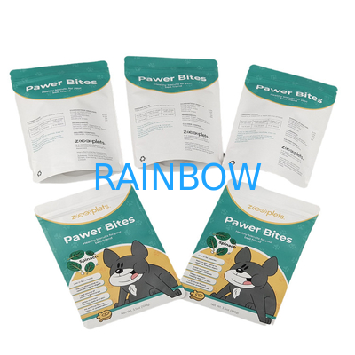 Logotipo personalizado Stand Up Pouch Kraft Paper Bag para Dog Treat Impressão Digital Bolsas Mylar Recapotáveis
