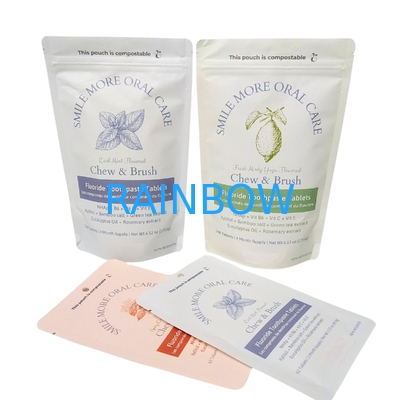 Saco de Papel Kraft Biodegradável Branco Stand Pouch Ziplock Embalagem Plástica Para Alimentos para Animais de Estimação Compostável