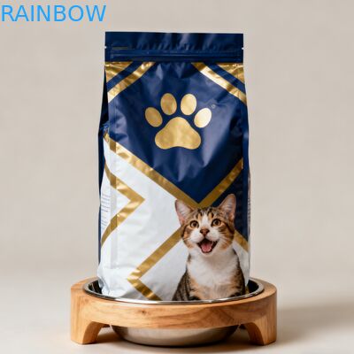 Sacos Mylar Personalizados Biodegradáveis para Embalagem de Alimentos para Animais, com Reforço Lateral, para Cães e Gatos, com Zíper e Válvula