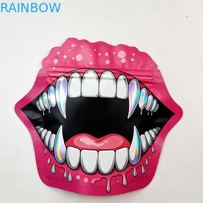 Sacos de Mylar Holográficos Soft Touch com Zíper para Doces Ervas Flores Secas Gomas Biscoitos Açúcar Embalagem à Prova de Crianças