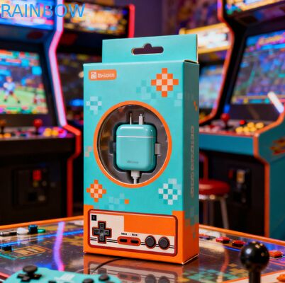 Quantidade personalizável Caixa de papel de espessura 350 g com acabamento de estampagem a quente para embalagens de cabos USB